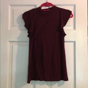 Short sleeve plum turtleneck